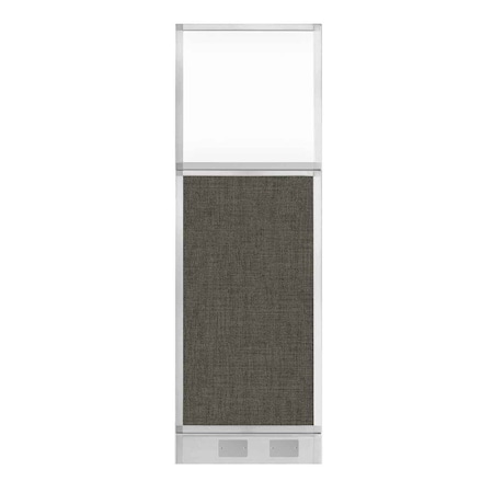 Versare Hush Panel Cubicle Partition 2' x 6' W/ Window Mocha Fabric Clear Window W/ Cable Channel 1812559-2